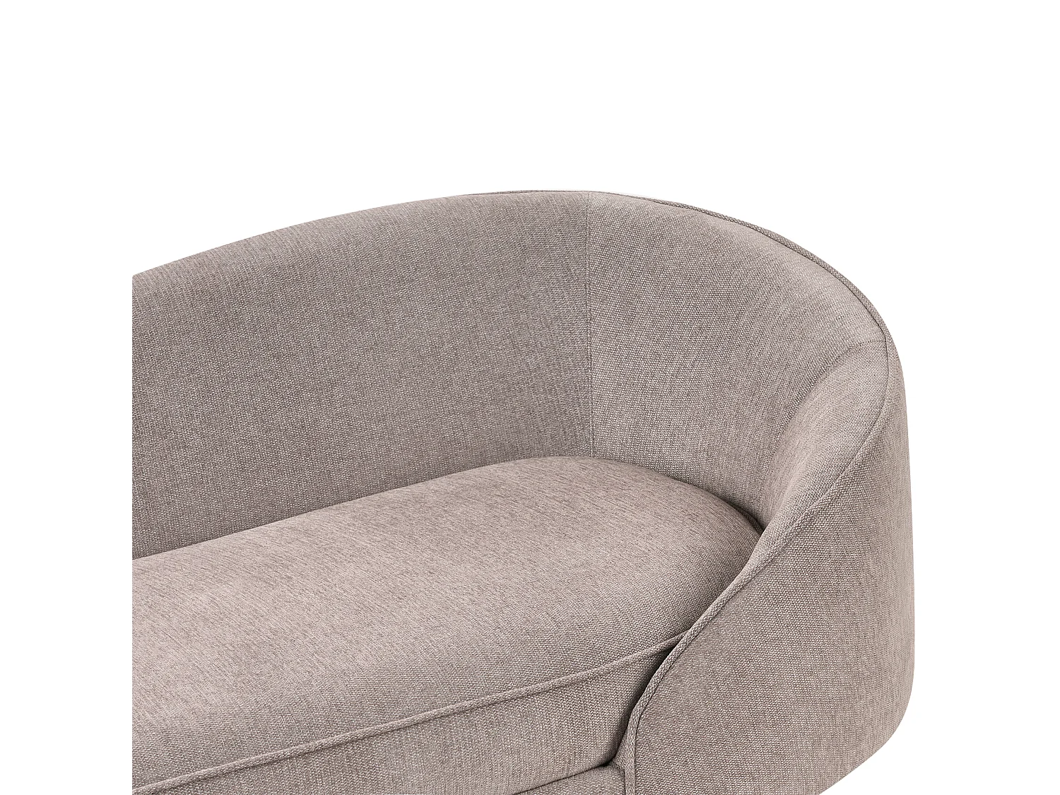 3er Sofa Stoff braun gebogen oval mit schwarzen Metallbeinen Retro Savar