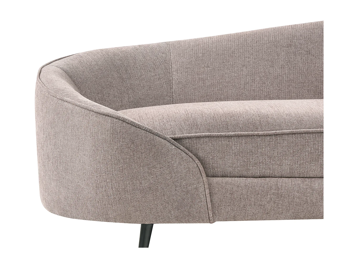 3er Sofa Stoff braun gebogen oval mit schwarzen Metallbeinen Retro Savar