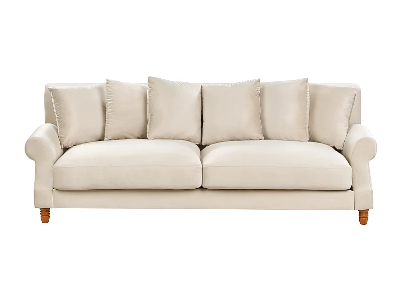 Sofa EIKE Samtstoff Cremeweiss 3-Sitzer