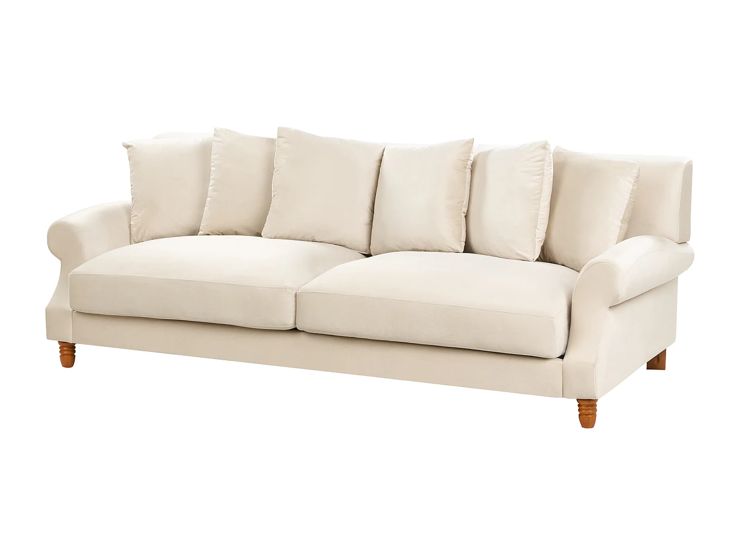 Sofa EIKE Samtstoff Cremeweiss 3-Sitzer