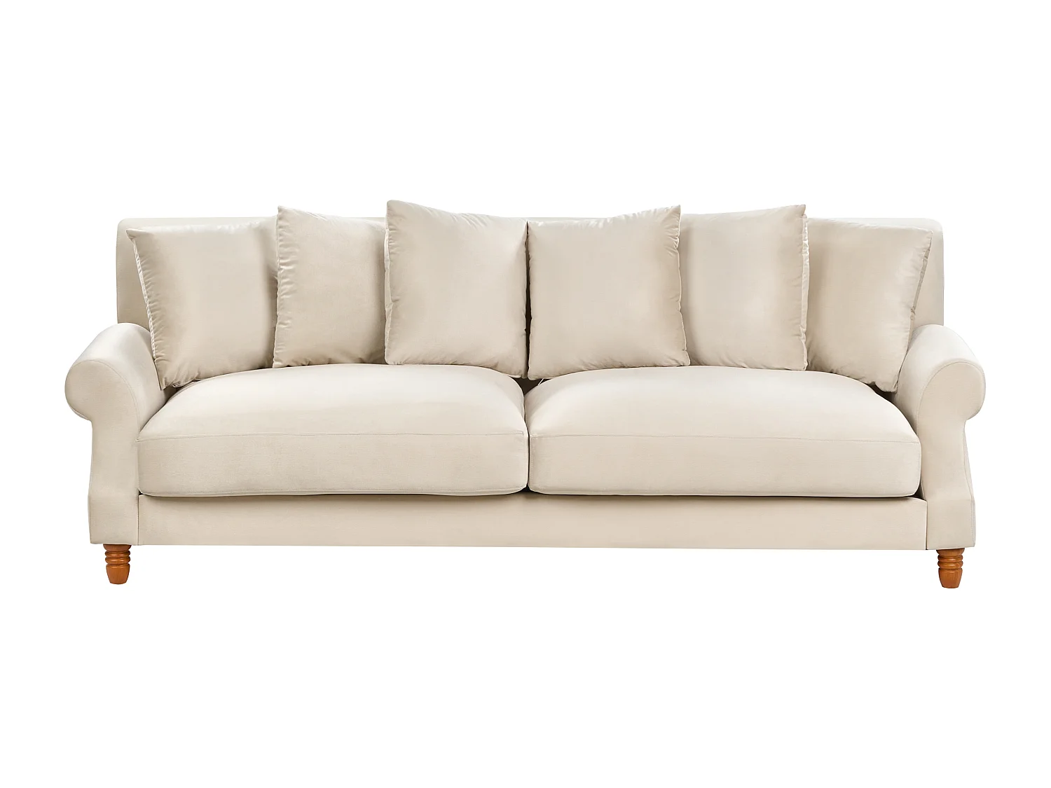 Sofa EIKE Samtstoff Cremeweiss 3-Sitzer