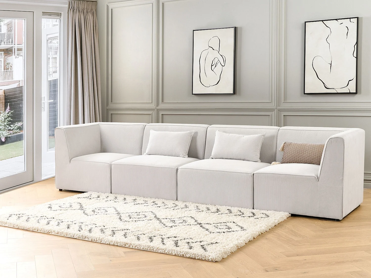 Sofá modular LEMVIG Bombazine Branco creme 4 lugares