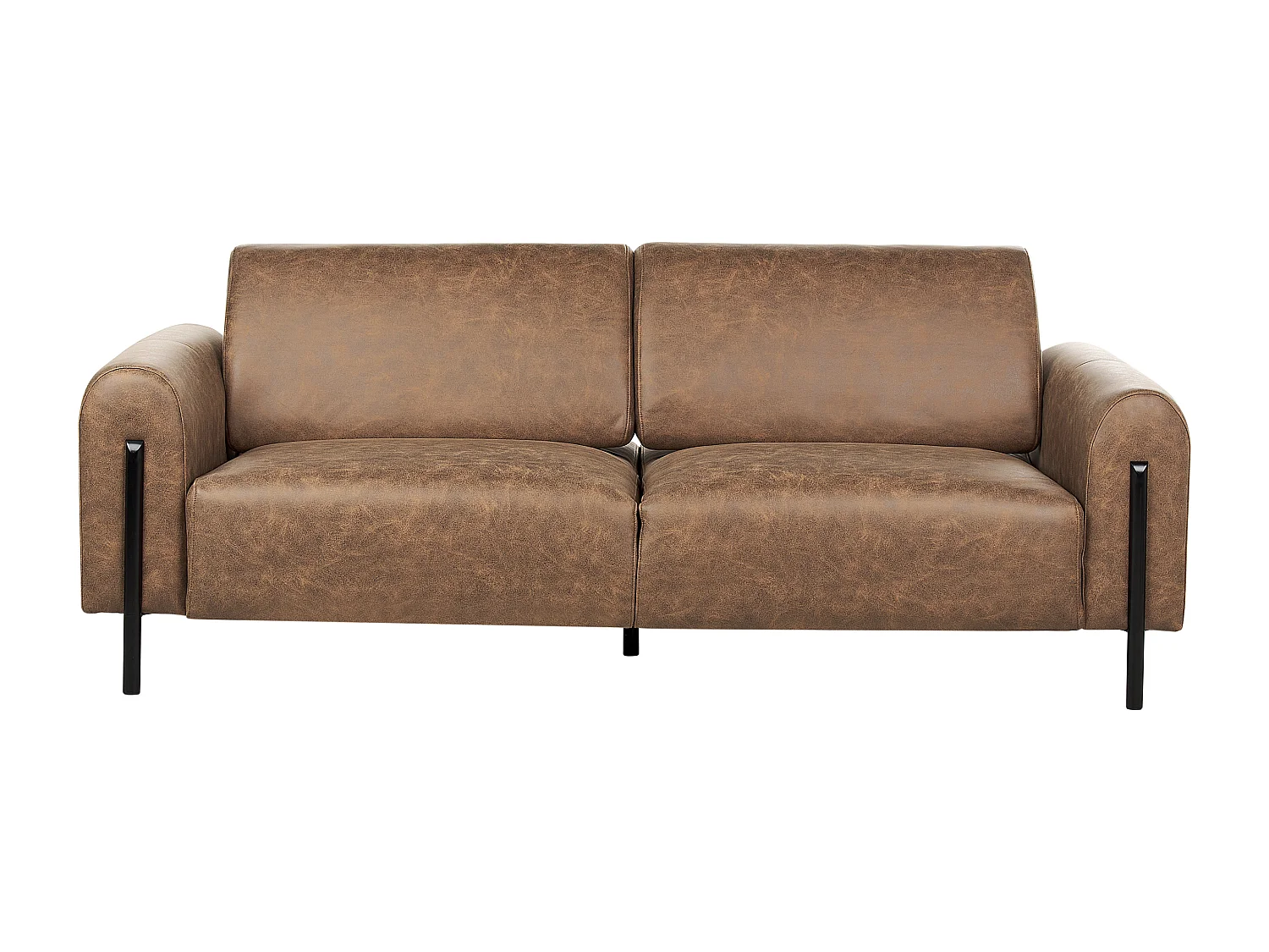 3-Sitzer Sofa Lederoptik braun verstellbare Rückenlehne Metallfüße schwarz Askim