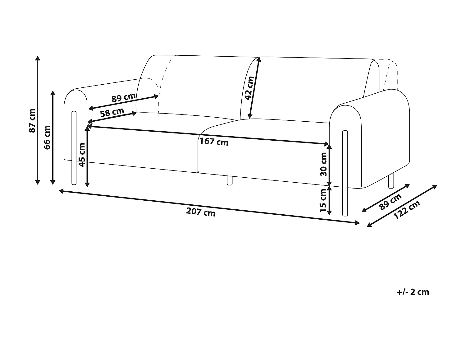 3-Sitzer Sofa Lederoptik braun verstellbare Rückenlehne Metallfüße schwarz Askim
