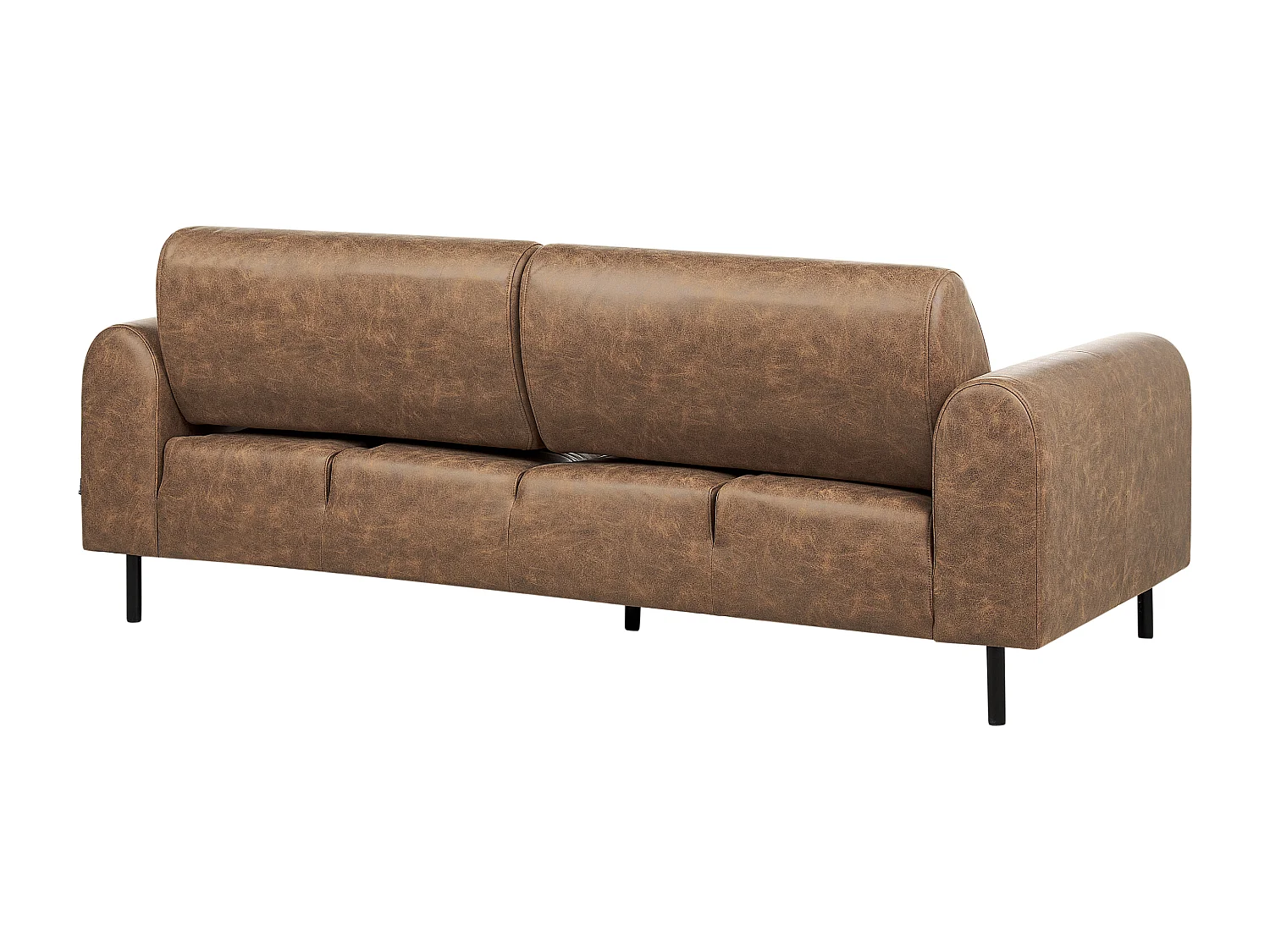 3-Sitzer Sofa Lederoptik braun verstellbare Rückenlehne Metallfüße schwarz Askim