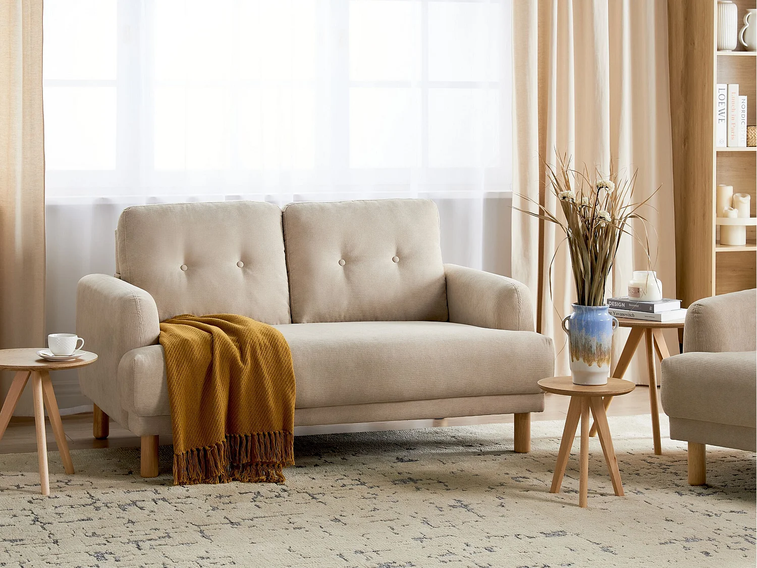 Sofa TUVE Sztruks Beżowy dla 2 osób