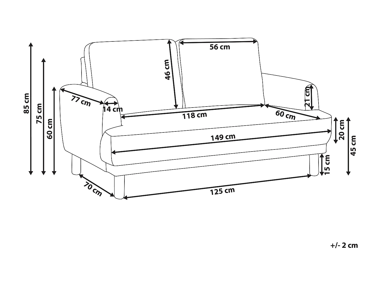 Sofa TUVE Sztruks Beżowy dla 2 osób