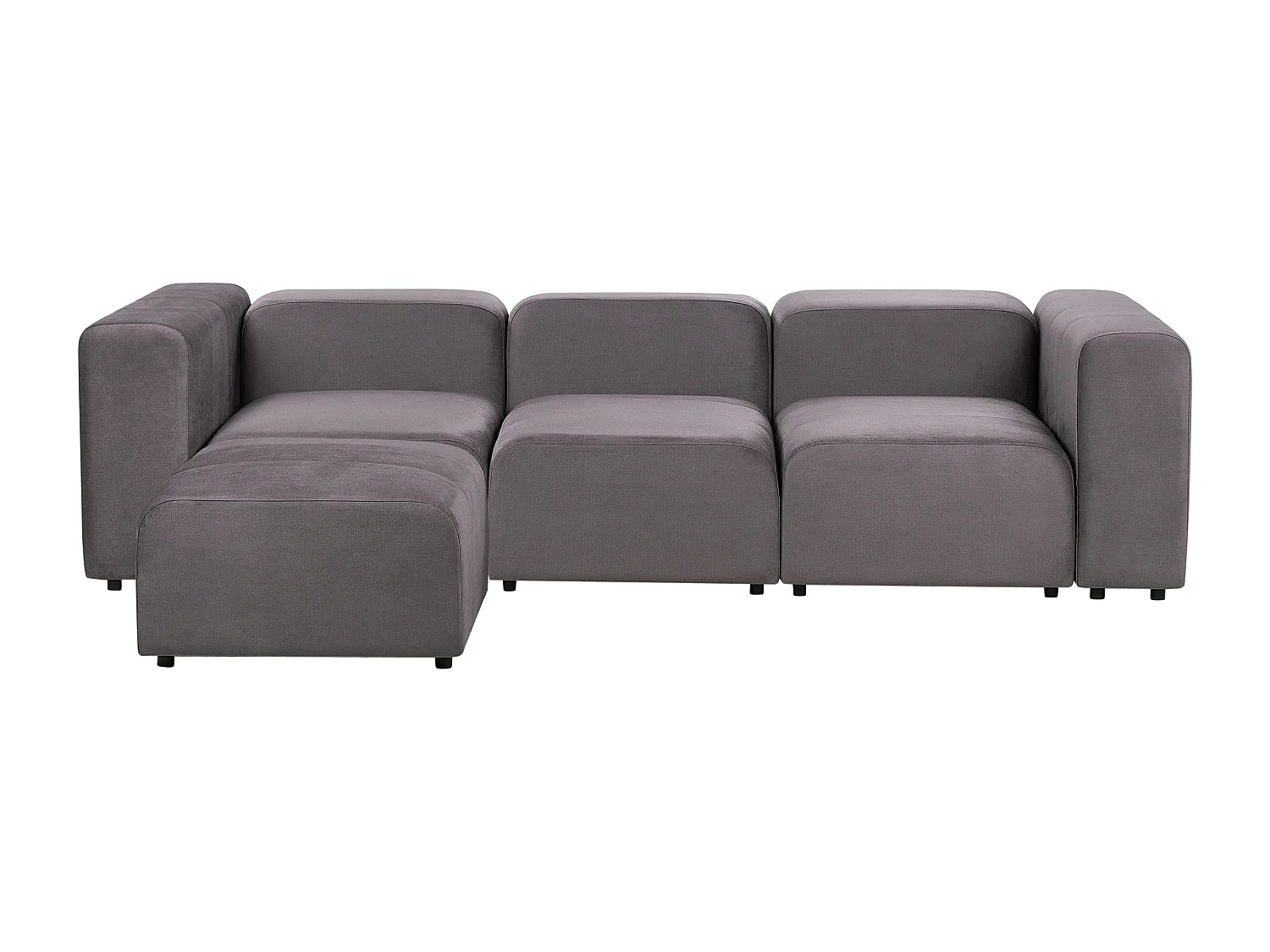 Sofá modular FALSTERBO Veludo Cinzento escuro com repousa-pés 3 lugares