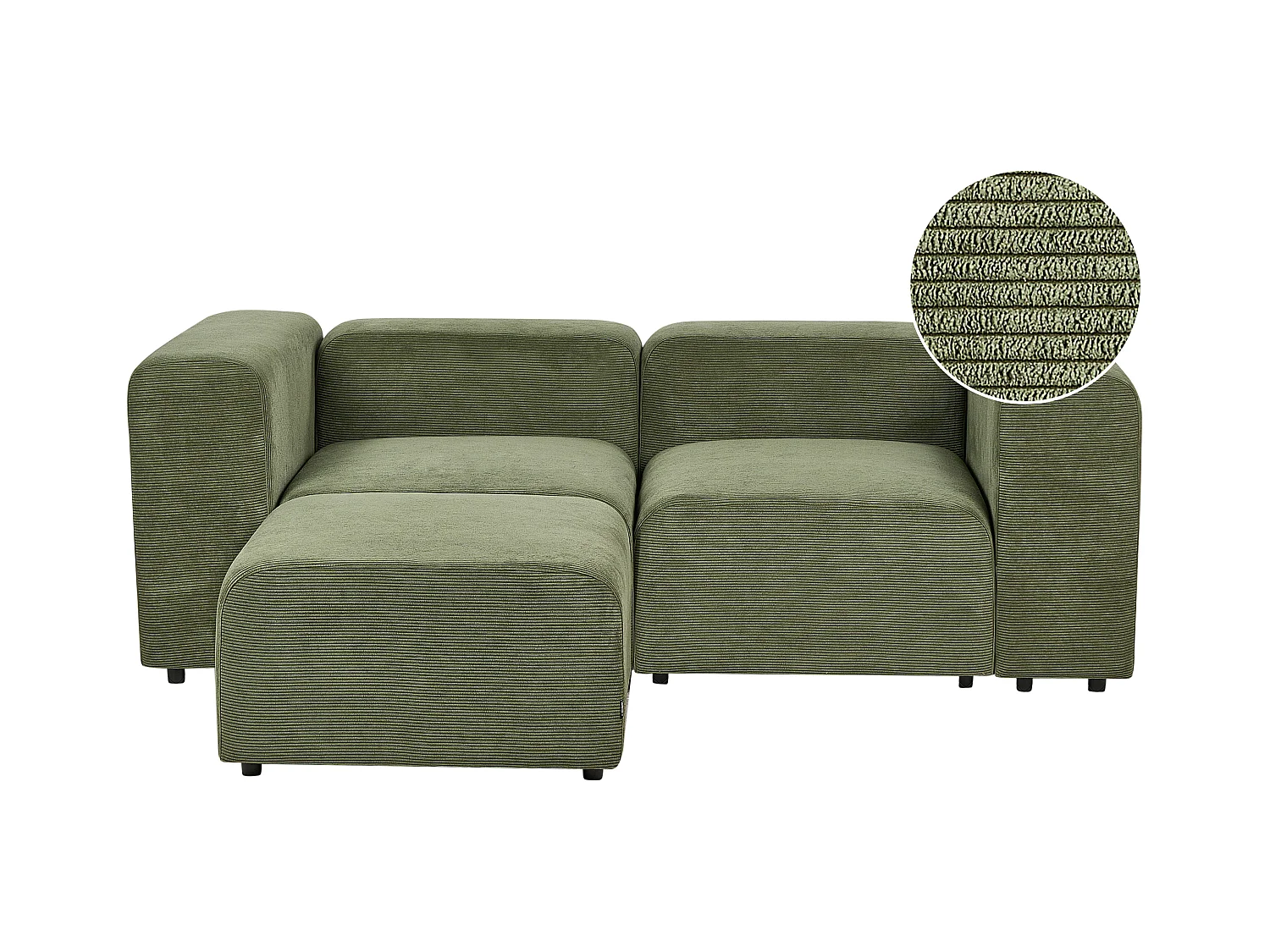 Canapé modulable 2 places FALSTERBO Velours côtelé Vert avec ottoman