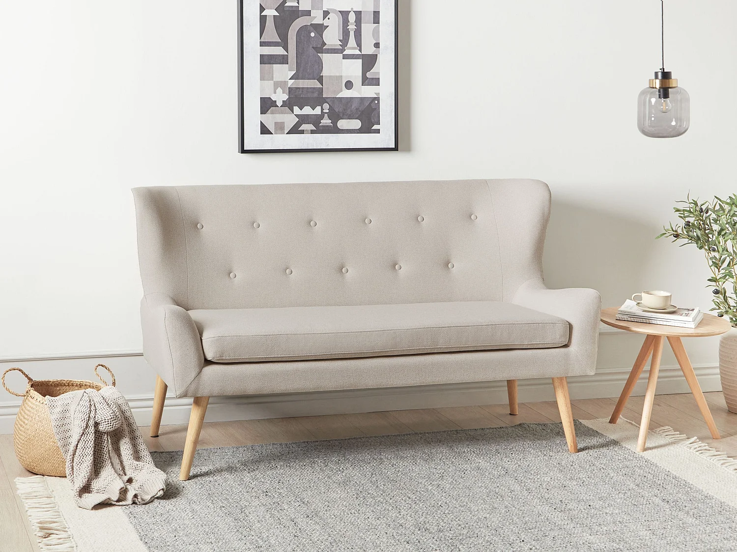 Polsterbank SKIBBY Stoff Hellbeige 2-Sitzer