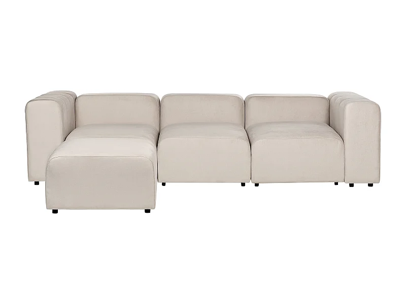 Canapé modulable 3 places FALSTERBO Velours Beige avec ottoman