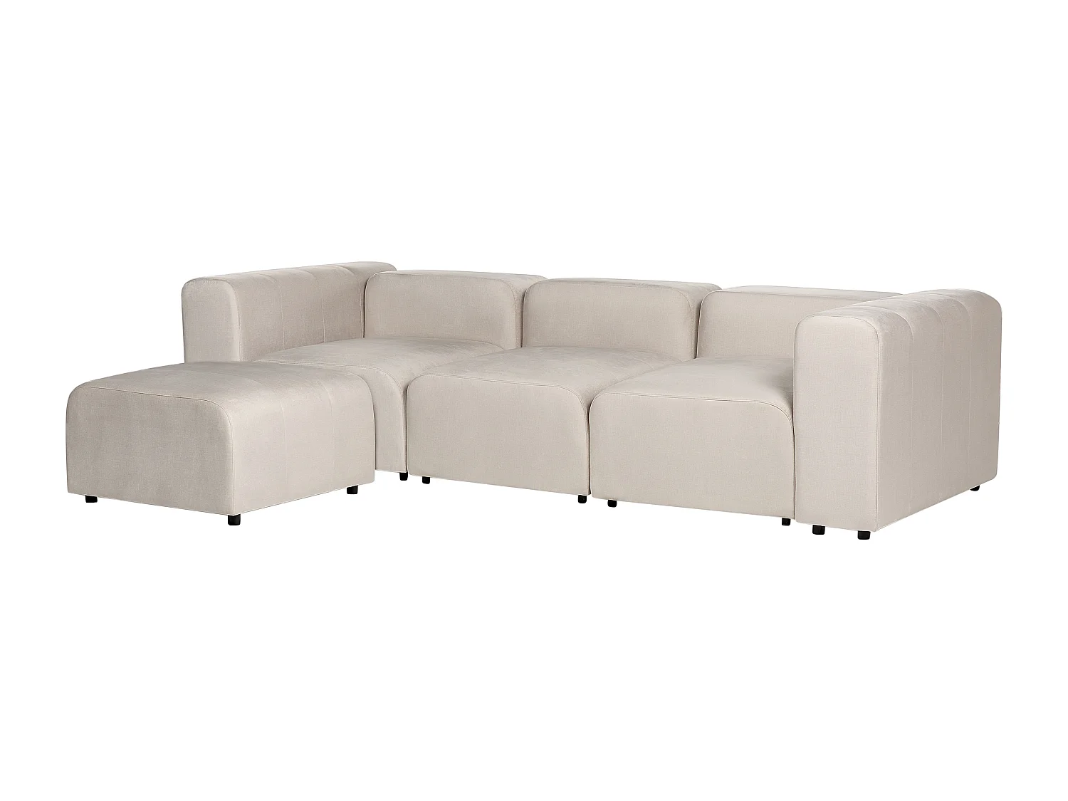Canapé modulable 3 places FALSTERBO Velours Beige avec ottoman