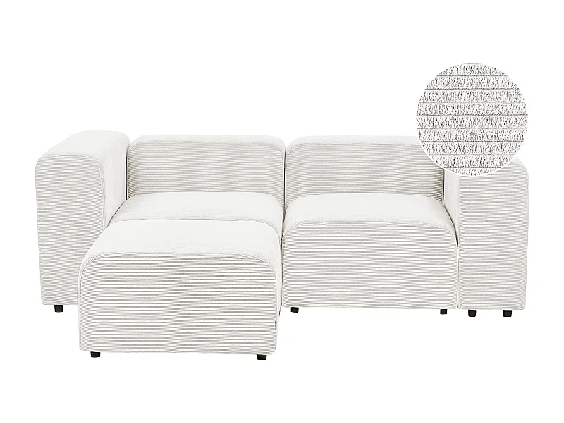 Modulsofa Cord weiß 2-Sitzer Sofa mit breiten Armlehnen Ottomane Falsterbo