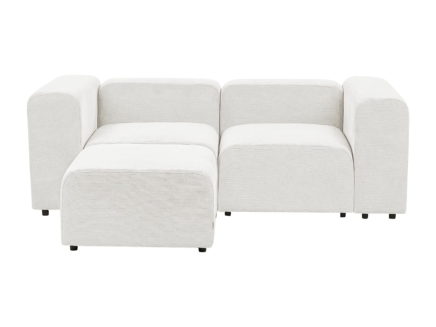 Canapé modulable 2 places FALSTERBO Velours côtelé Blanc cassé avec ottoman