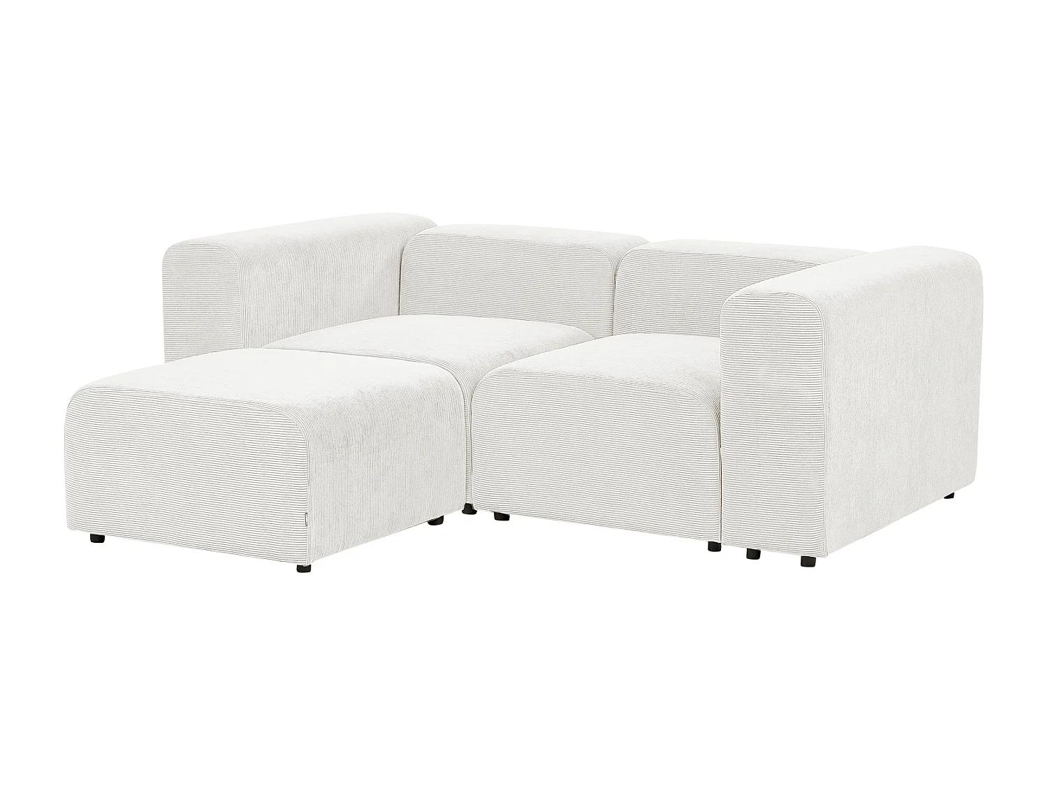 Canapé modulable 2 places FALSTERBO Velours côtelé Blanc cassé avec ottoman