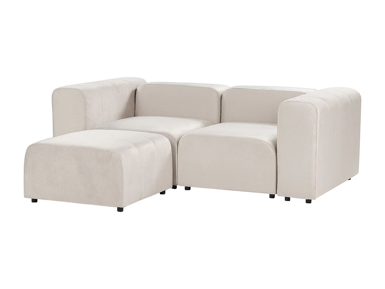 Canapé modulable 2 places FALSTERBO Velours Beige avec ottoman