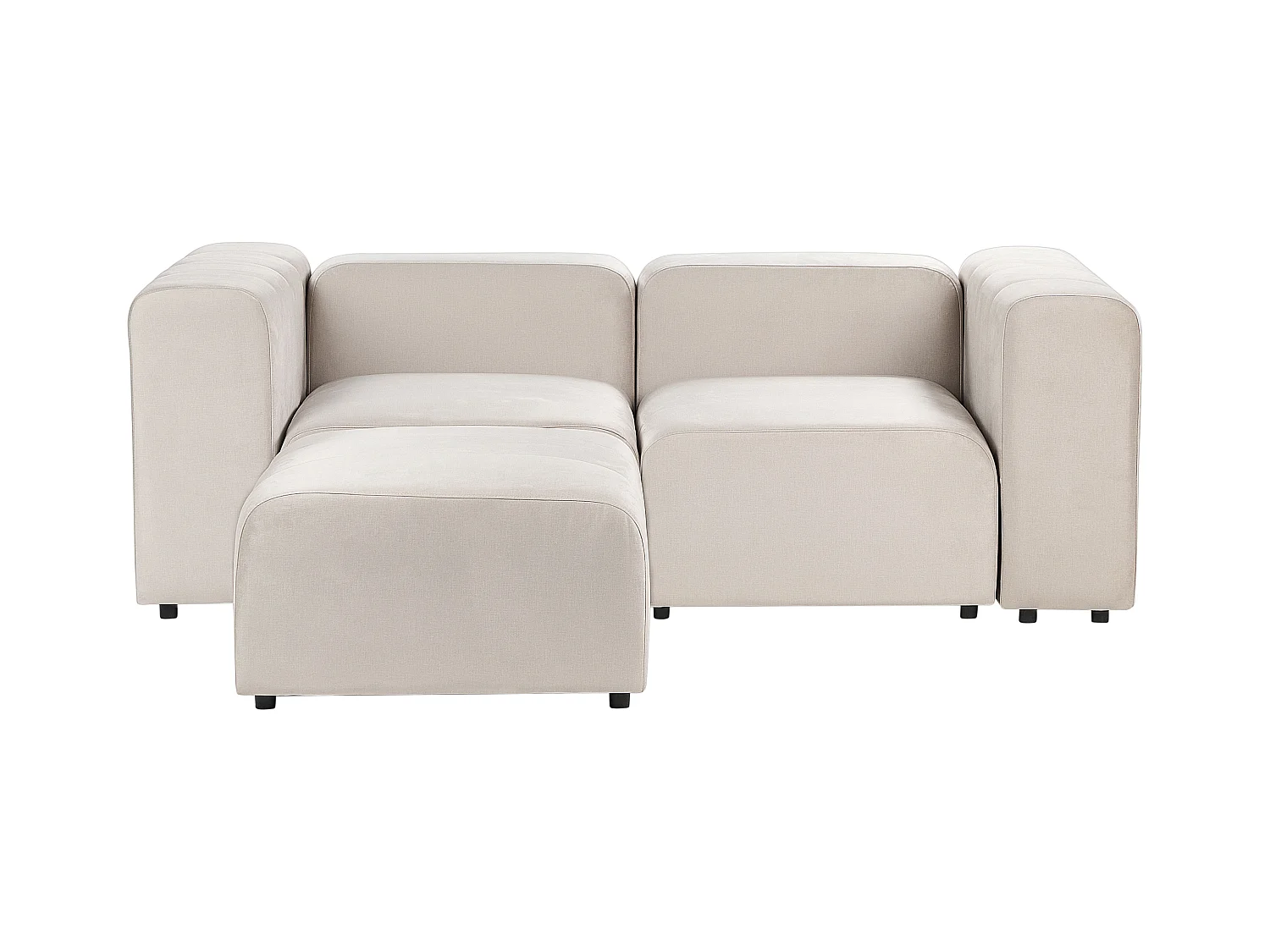 Canapé modulable 2 places FALSTERBO Velours Beige avec ottoman