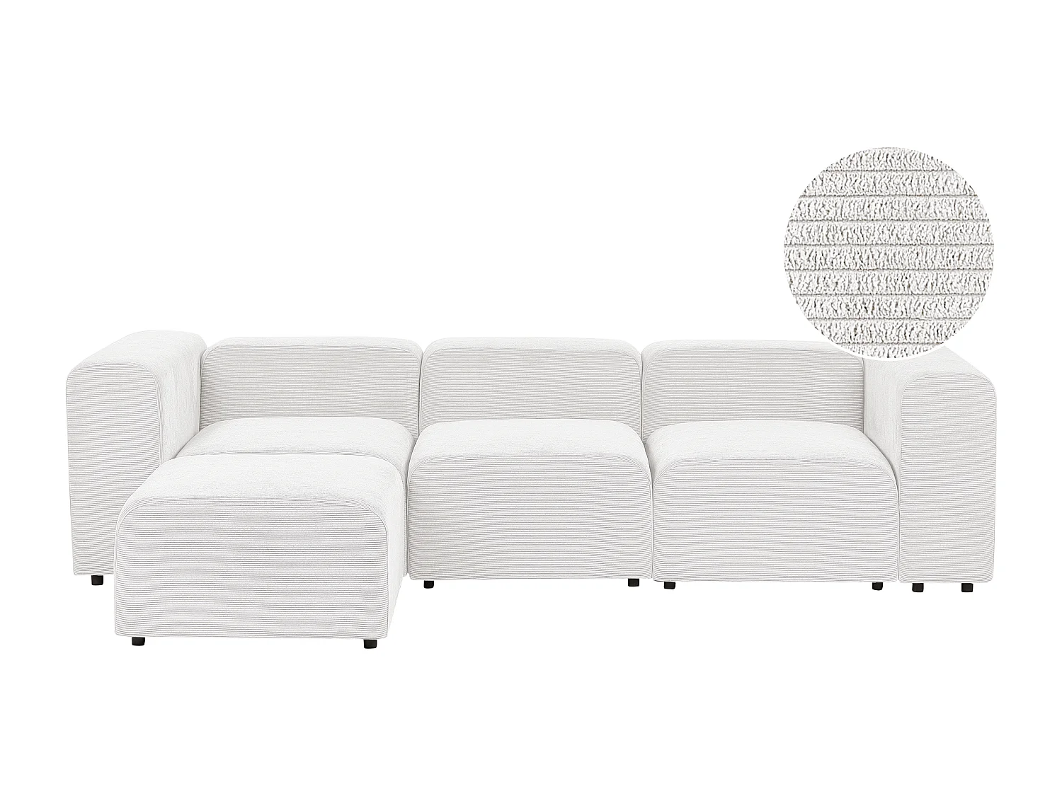 Canapé modulable 3 places FALSTERBO Velours côtelé Blanc cassé avec ottoman