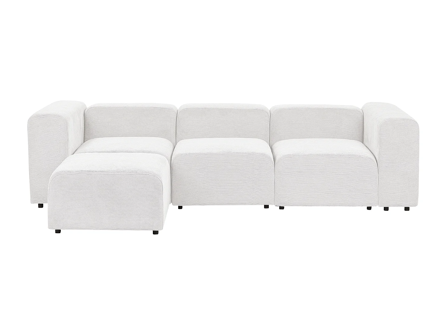 Canapé modulable 3 places FALSTERBO Velours côtelé Blanc cassé avec ottoman