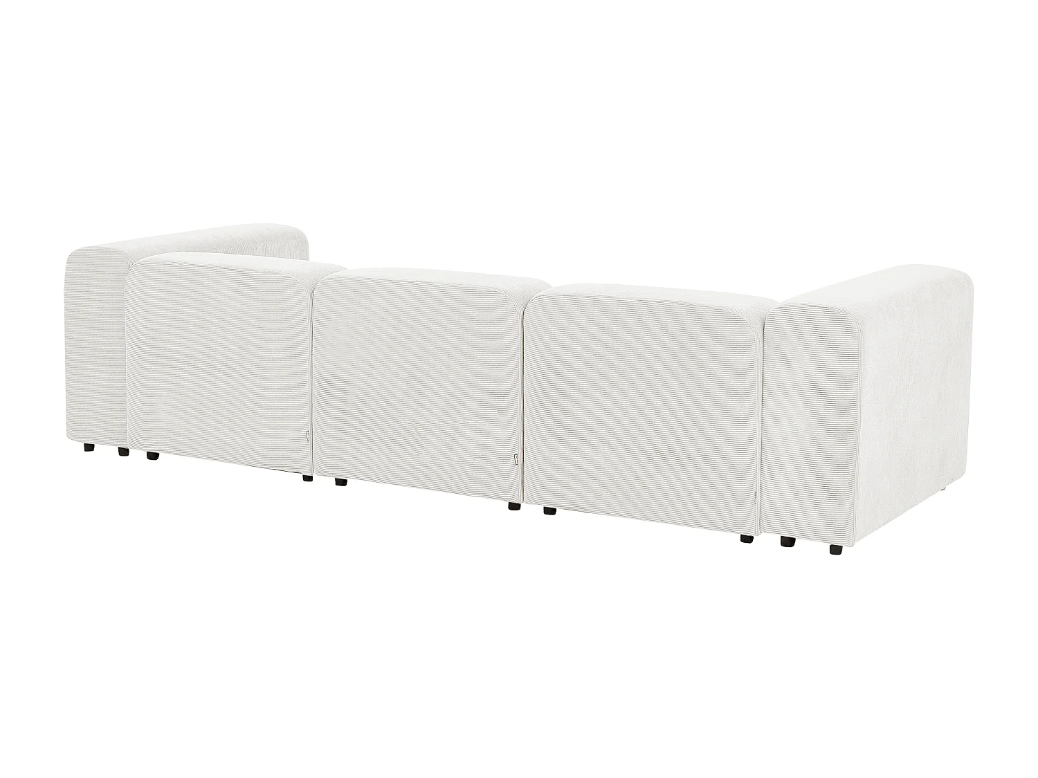 Canapé modulable 3 places FALSTERBO Velours côtelé Blanc cassé avec ottoman