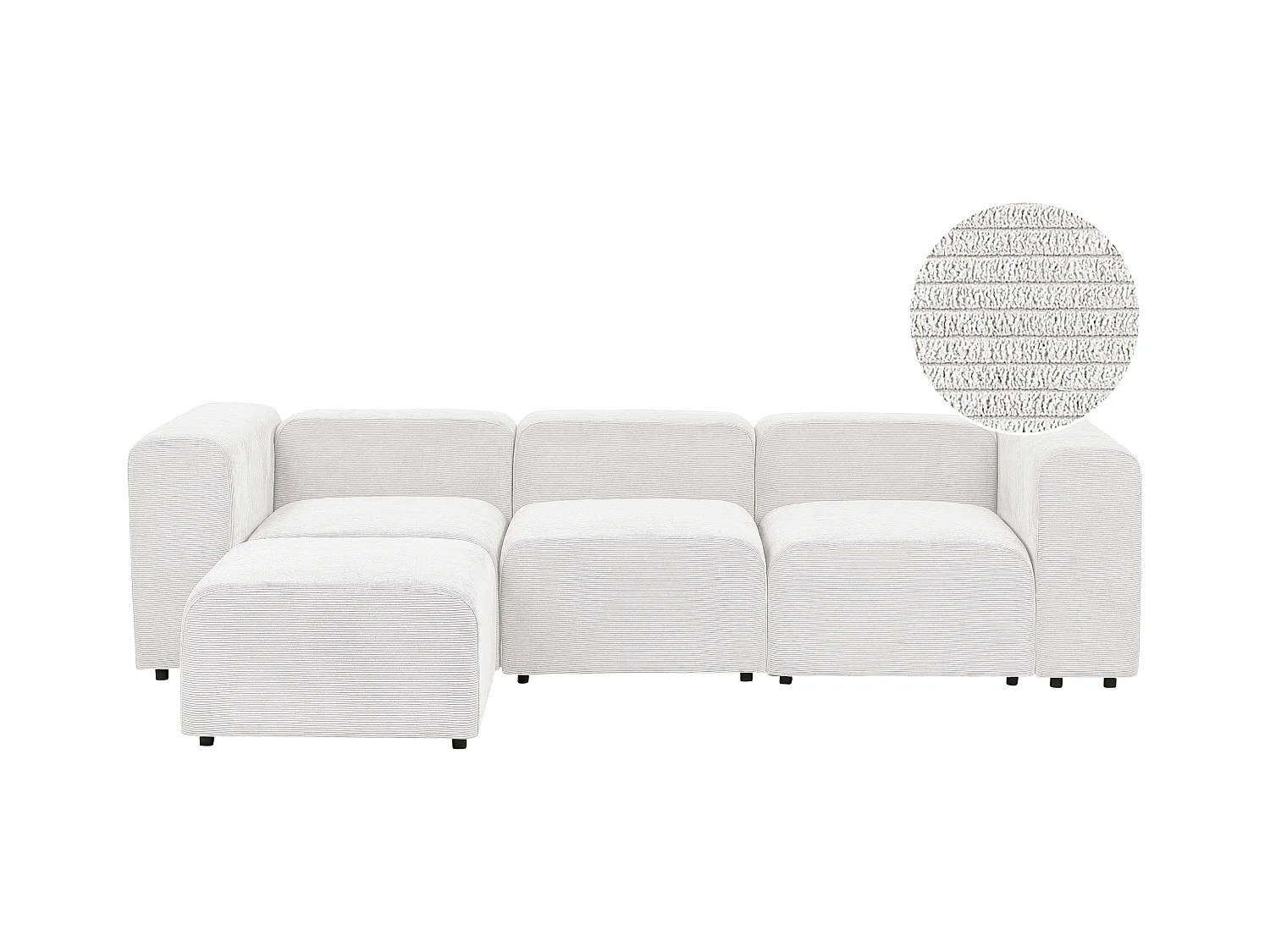 Canapé modulable 3 places FALSTERBO Velours côtelé Blanc cassé avec ottoman