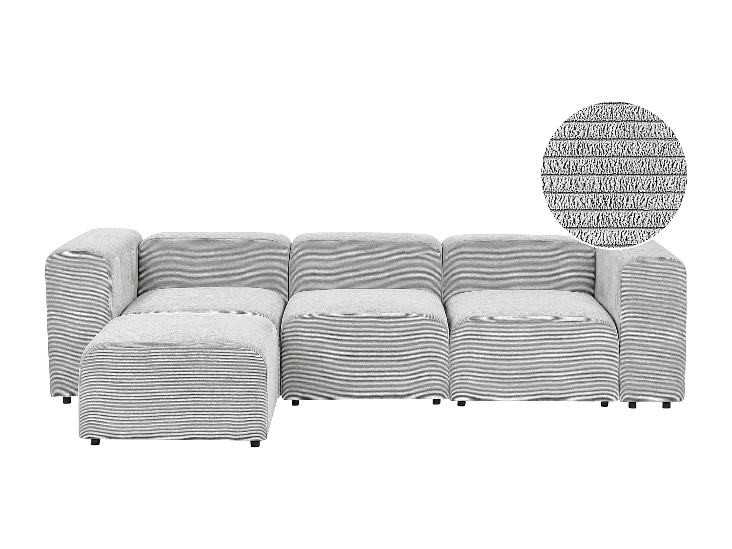 Canapé modulable 3 places FALSTERBO Velours côtelé Gris avec ottoman