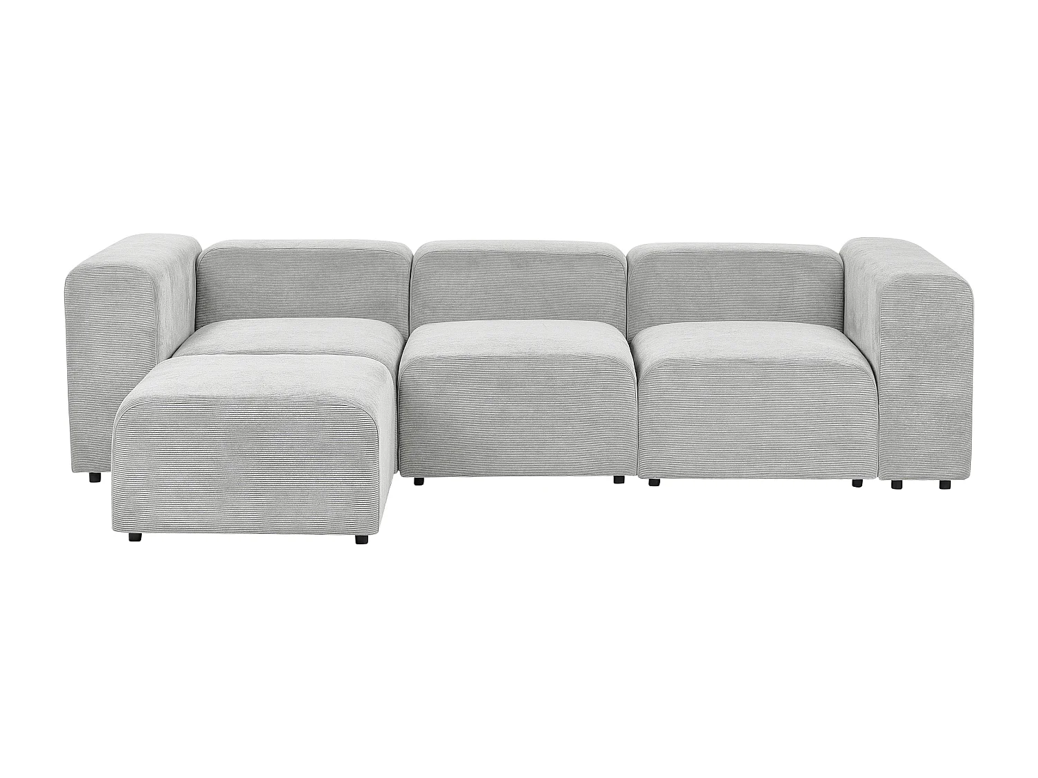 Canapé modulable 3 places FALSTERBO Velours côtelé Gris avec ottoman