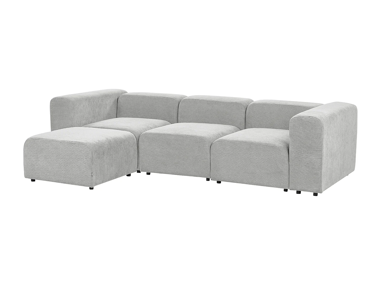 Canapé modulable 3 places FALSTERBO Velours côtelé Gris avec ottoman