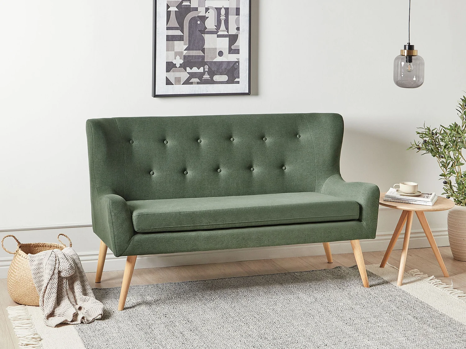 Banco estofado SKIBBY Tecido Verde 2 lugares