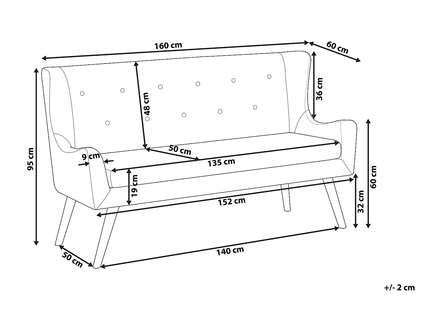 Banco estofado SKIBBY Tecido Verde 2 lugares