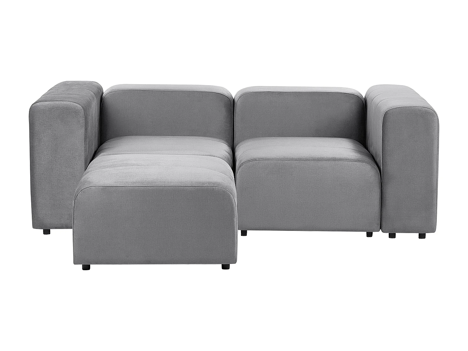 Modulsofa FALSTERBO Samtstoff Grau mit Ottomane 2-Sitzer