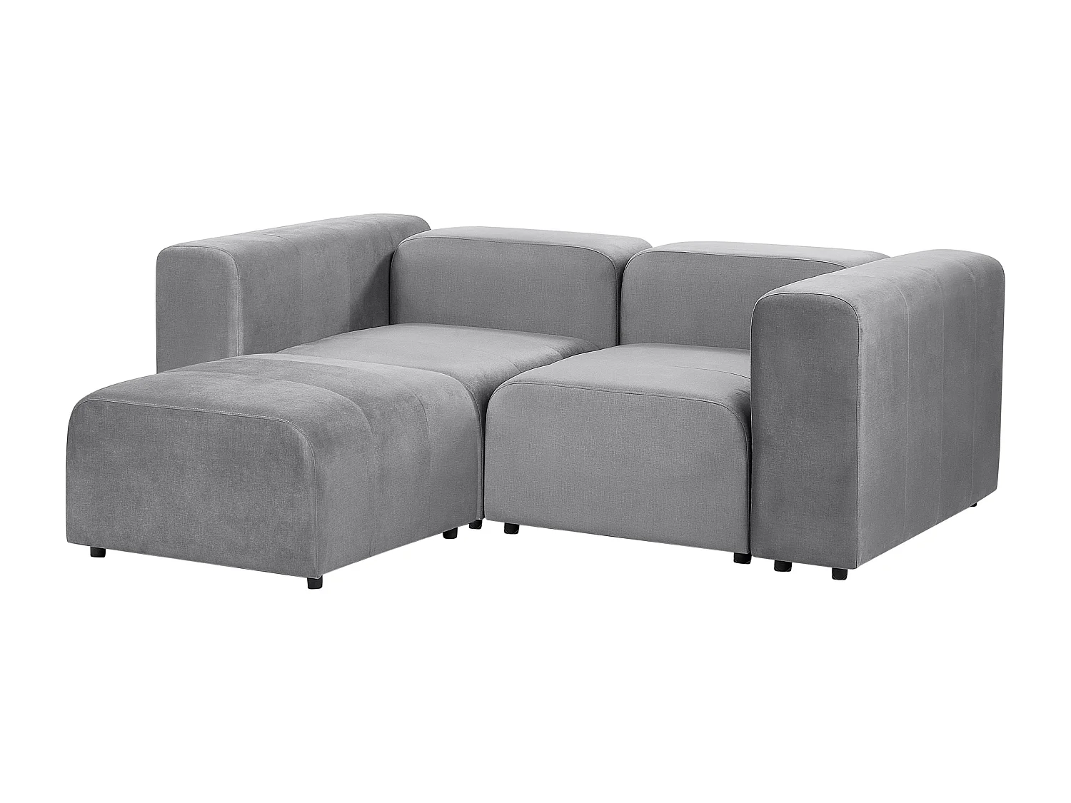 Modulsofa FALSTERBO Samtstoff Grau mit Ottomane 2-Sitzer