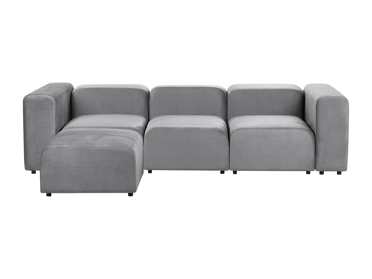 Canapé modulable 3 places FALSTERBO Velours Gris avec ottoman