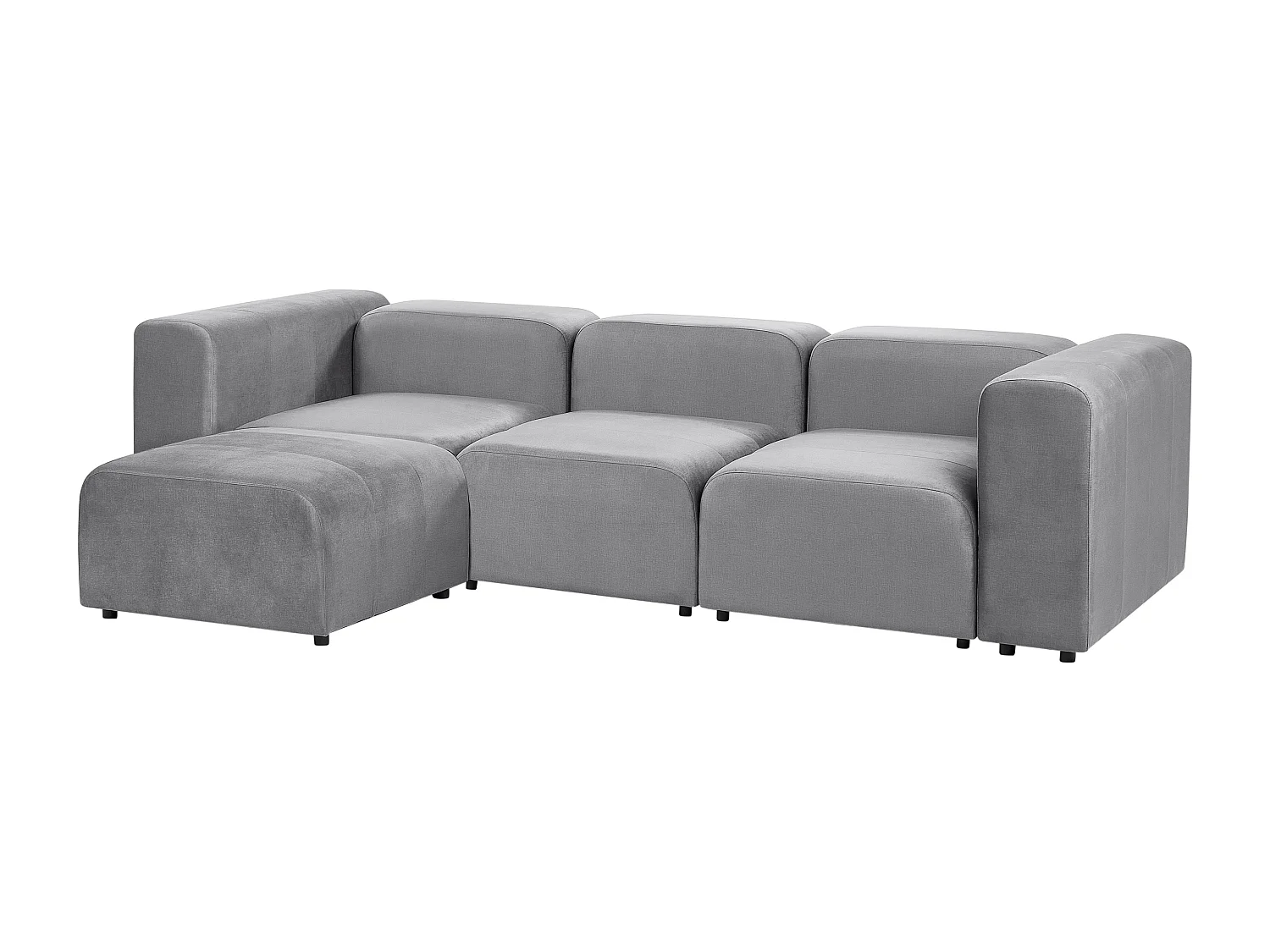 Canapé modulable 3 places FALSTERBO Velours Gris avec ottoman