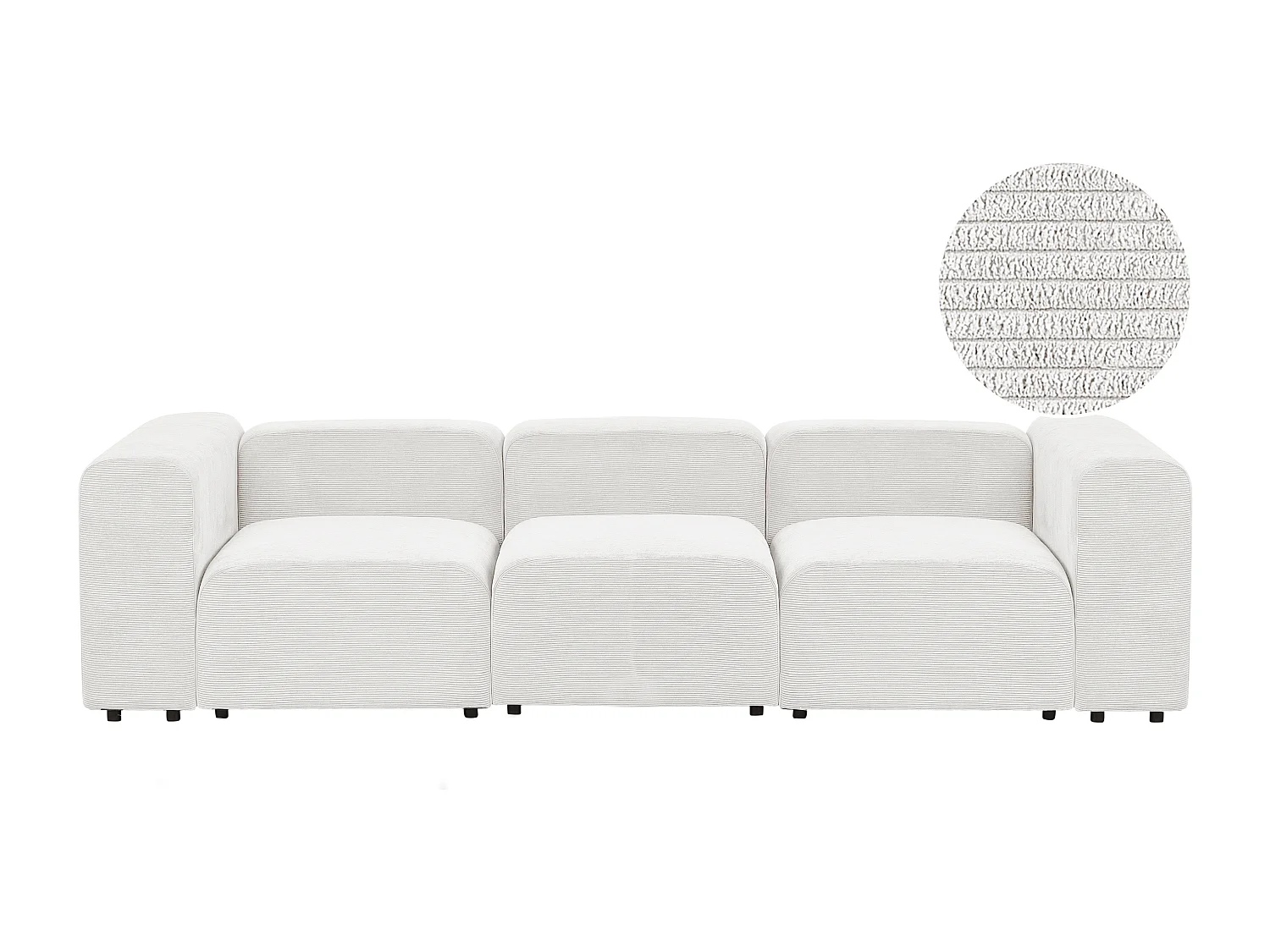 Canapé modulable 3 places FALSTERBO Velours côtelé Blanc cassé