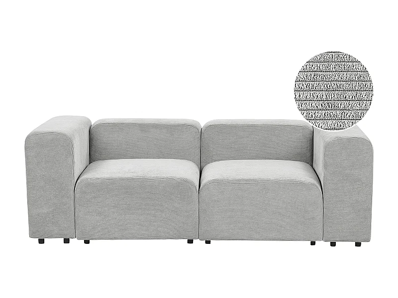 Canapé modulable 2 places FALSTERBO Velours côtelé Gris