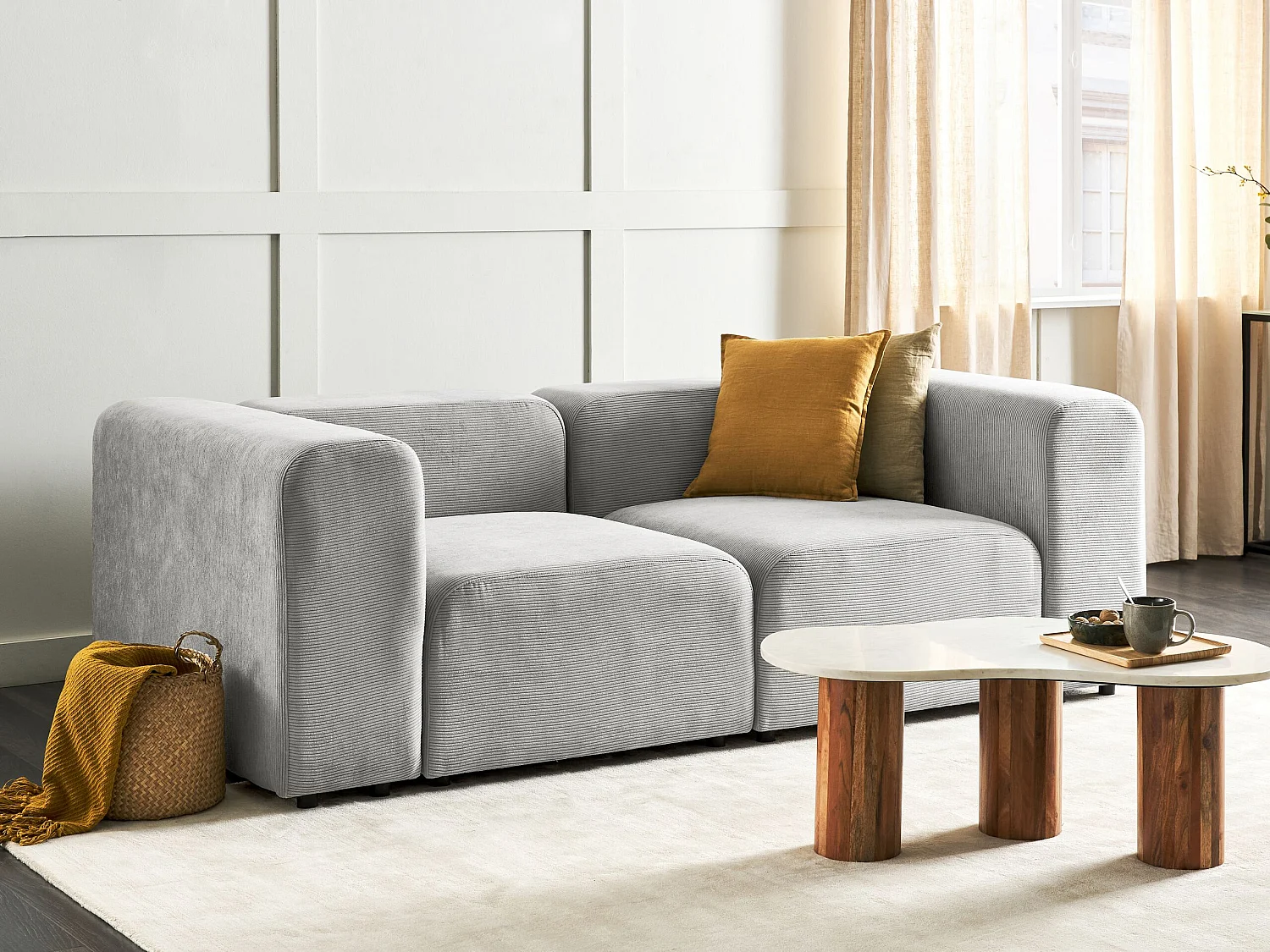 Sofa modułowa FALSTERBO Sztruks Szary dla 2 osób