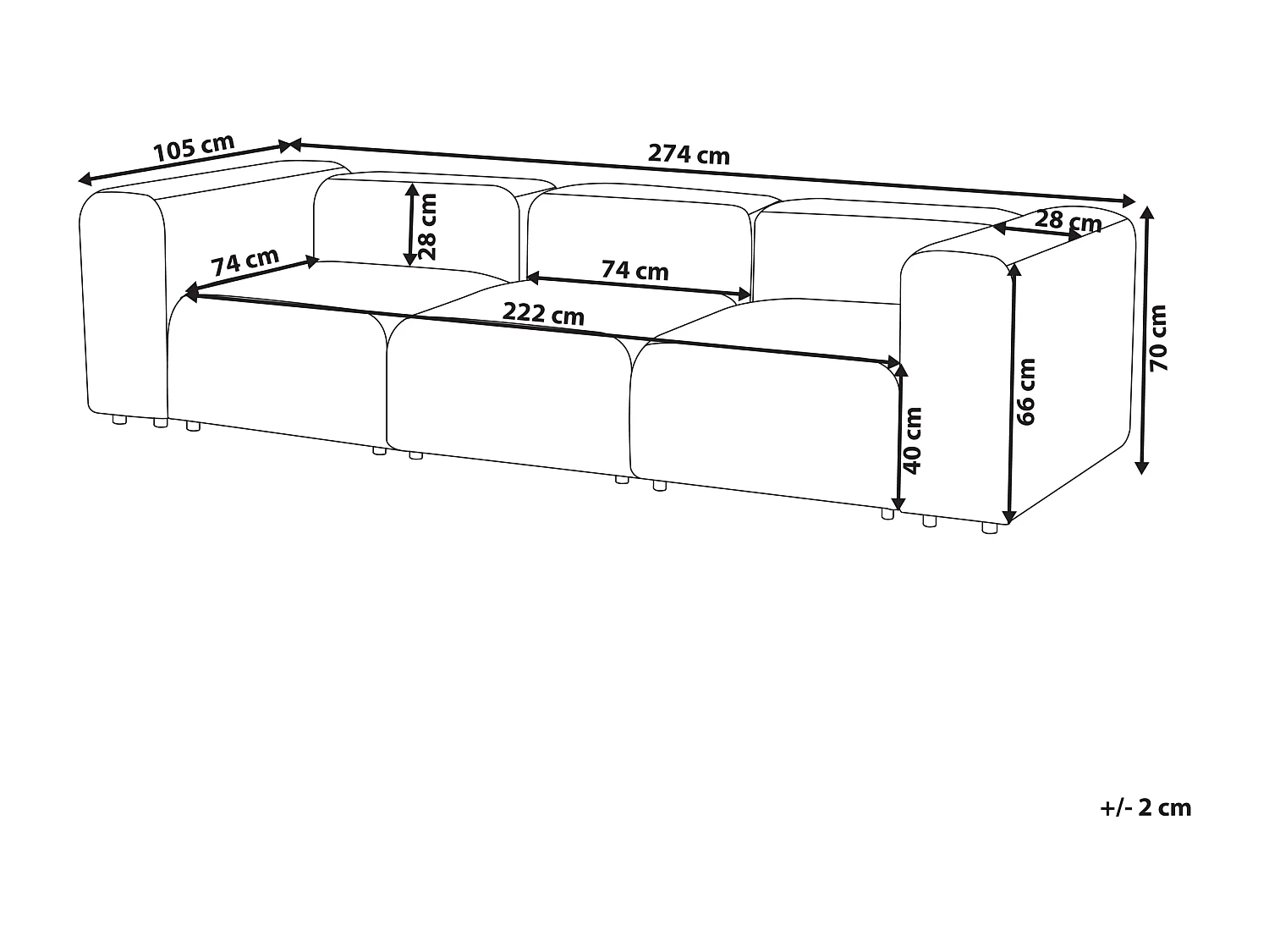 Sofa modułowa FALSTERBO Welur Ciemnoszary dla 3 osób