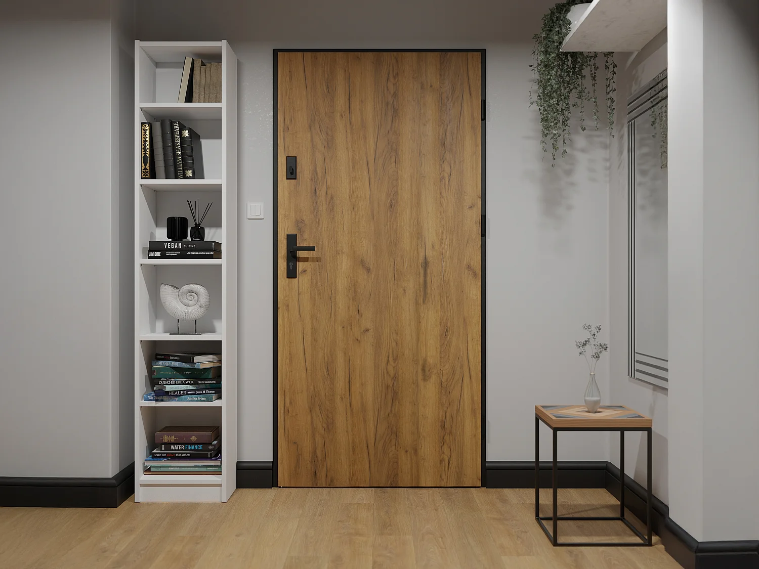 Porta d'ingresso H207 x L100 cm Effetto rovere a righe nere apertura verso sinistra  Acciaio pieno  - COBRITA