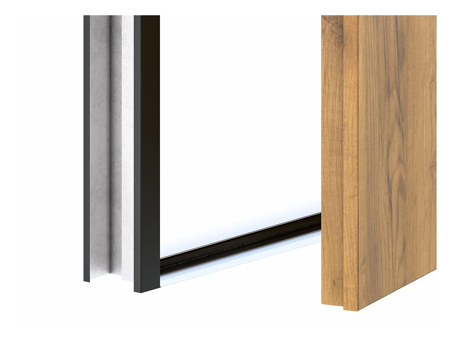 Eingangstür mit Türanschlag links - 207 x 100 cm - Stahl - Eichefarben mit schwarzen Streifen - COBRITA