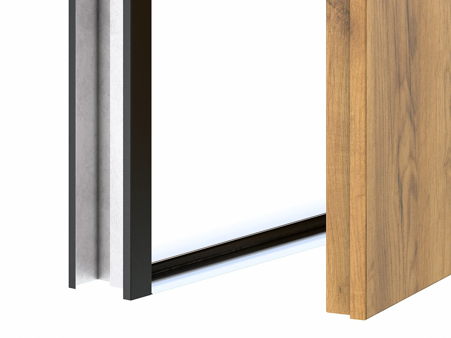 Porte d'entrée pleine en acier H207 x L100 cm - Effet chêne avec rayures noires - épaisseur 55 mm - poussant gauche - COBRITA