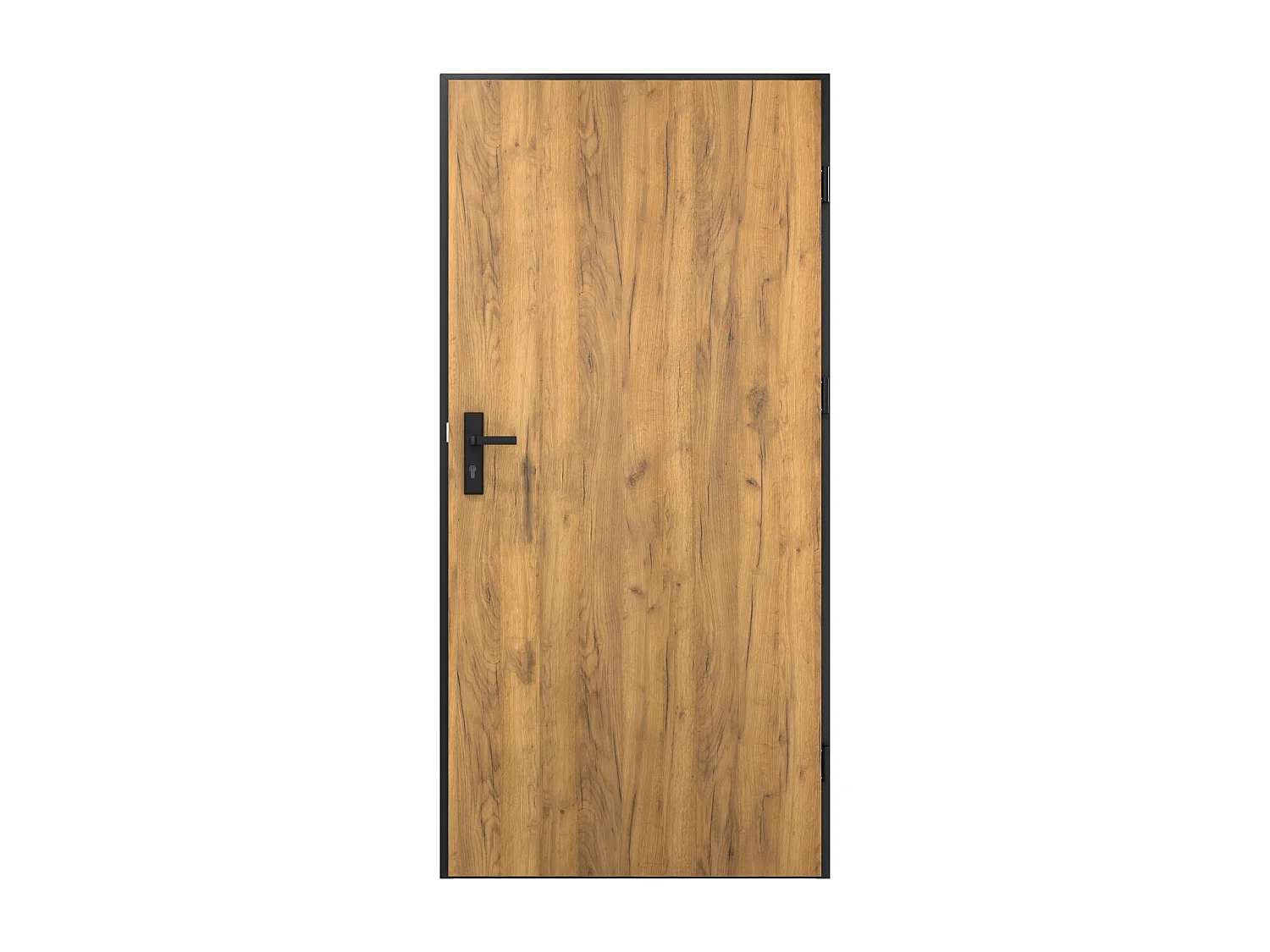 Porte d'entrée pleine en acier H207 x L100 cm - Effet chêne avec rayures noires - épaisseur 55 mm - poussant gauche - COBRITA