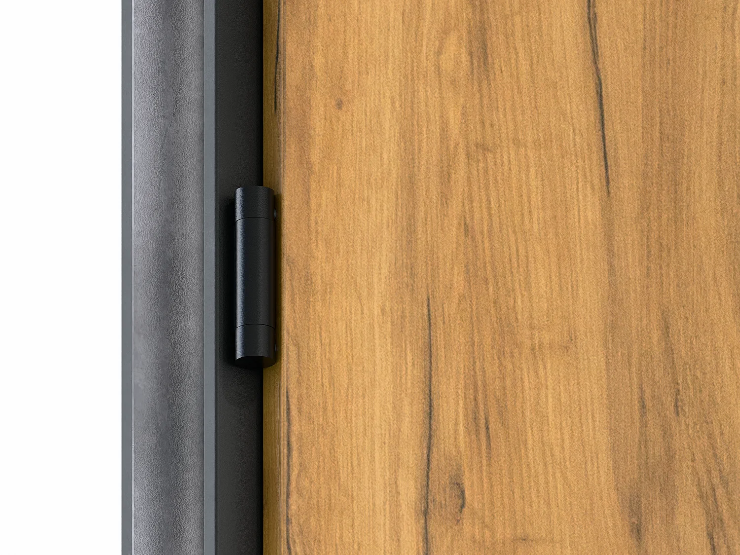 Voordeur van vol staal H207 x L100 cm - Eikeneffect met zwarte strepen - Duwt rechts open - COBRITA