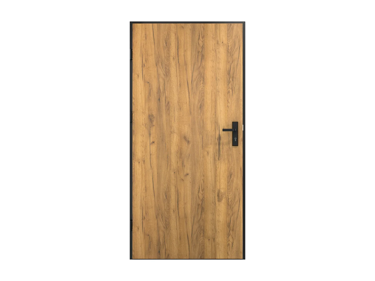 Porte d'entrée pleine en acier H207 x L100 cm - Effet chêne avec rayures noires - épaisseur 55 mm - poussant droit - COBRITA