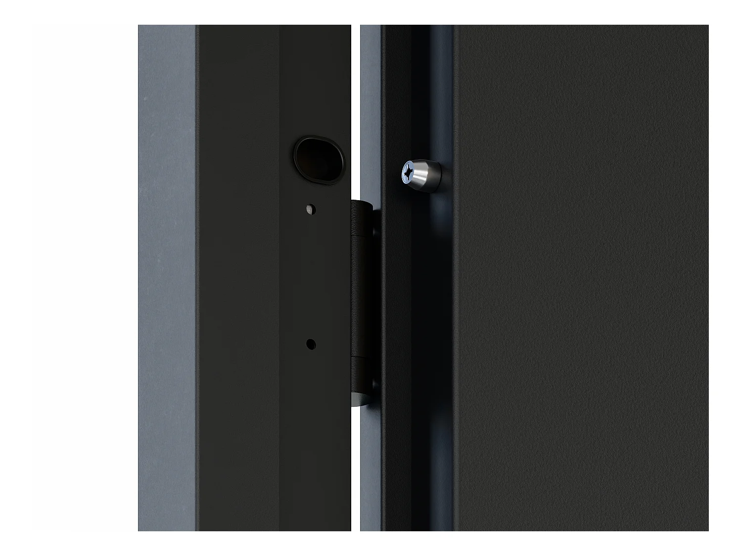 Porte d'entrée pleine en acier H207 x L100 cm - Noir et effet chêne - poussant gauche - MABENA