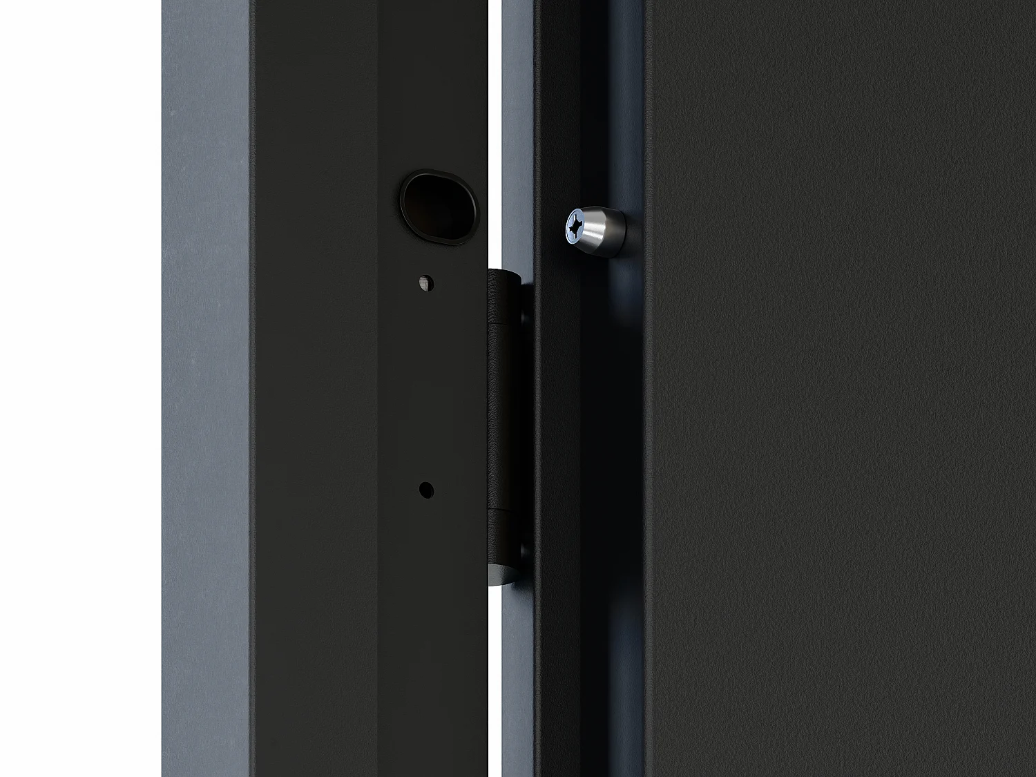 Porte d'entrée pleine en acier H207 x L100 cm - Noir et effet chêne - poussant gauche - MABENA