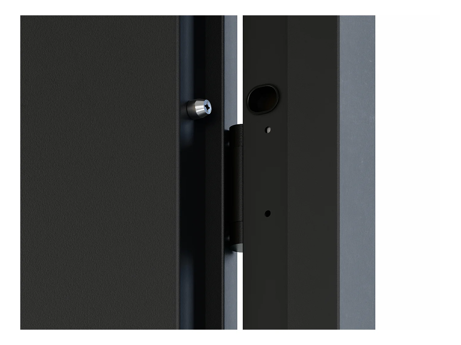 Porte d'entrée pleine en acier H207 x L100 cm - Noir et effet chêne - poussant droit - MABENA