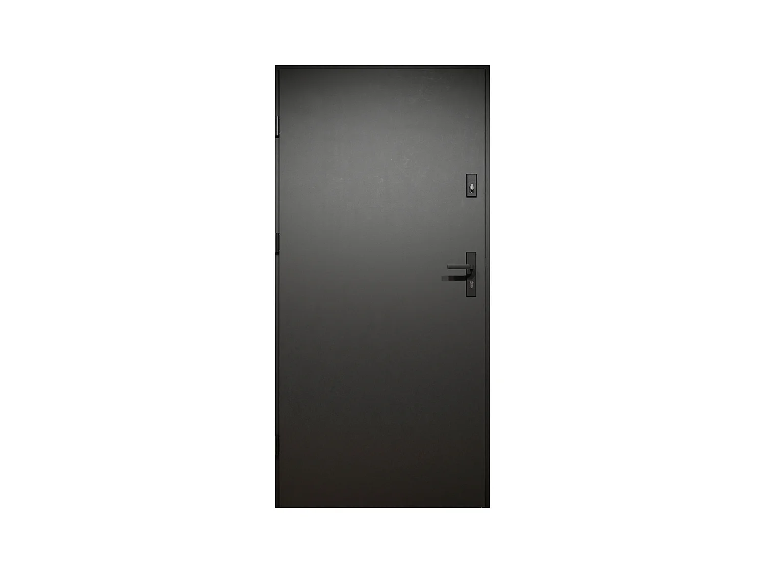 Porte d'entrée pleine en acier H207 x L100 cm - Noir et effet chêne - poussant droit - MABENA