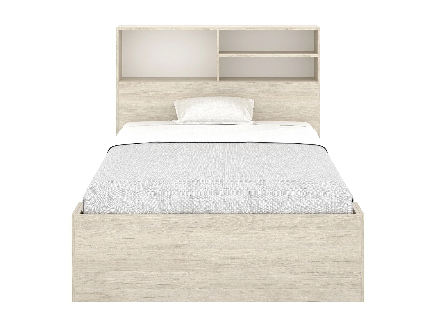 Bed met opbergruimte - 120 x 190 cm - Kleur: houtlook en wit - VARDIEL