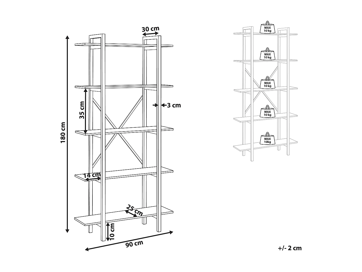 Étagère à 5 niveaux DARBY 180 cm Marron foncé